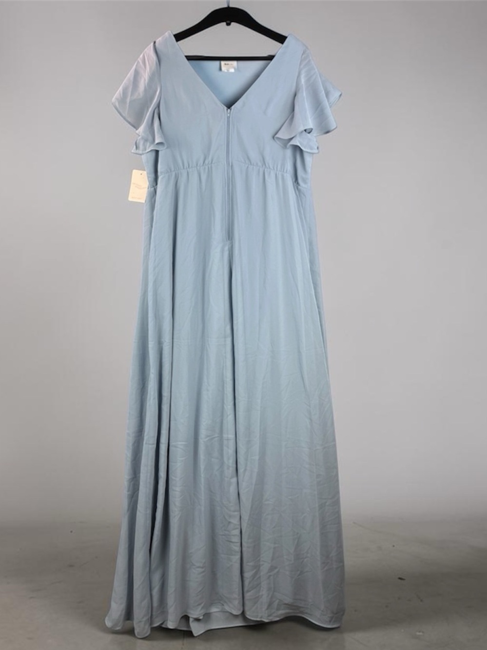 Birdy Grey Light Blue V-Neck Flutter Maxi Dress